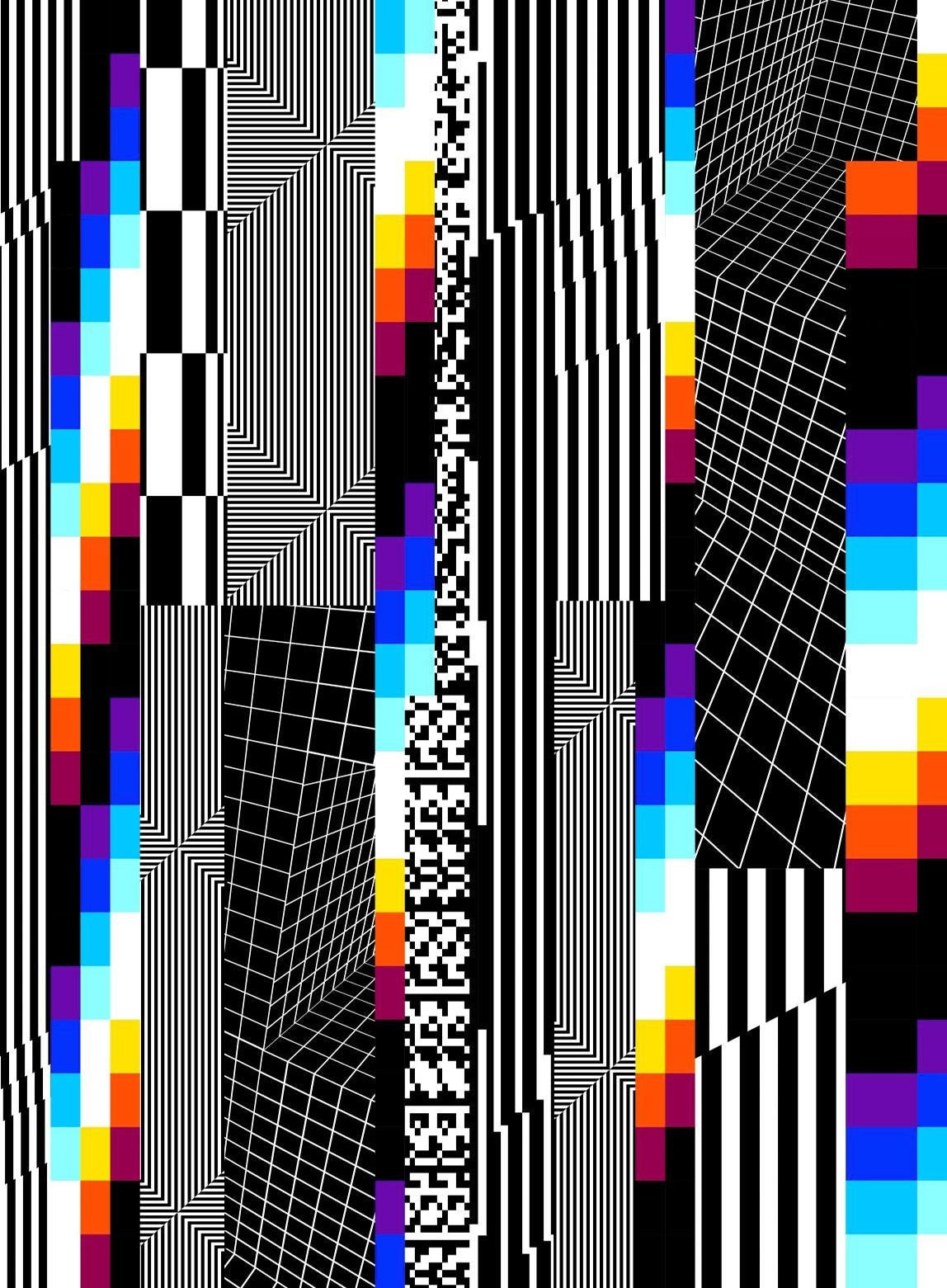 Felipe Pantone Abstract Print - FELIPE PANTONE - CHROMADYNA MICAP #4 Op Art Abstract Street Art Black Modern