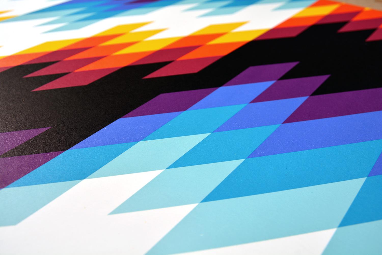 FELIPE PANTONE - CHROMADYNA MICAP #5 Op Art Abstract Street Art Black Modern - Purple Abstract Print by Felipe Pantone