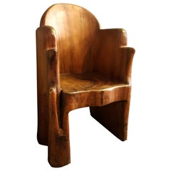 Felipe Zamora Mexican MCM Carved Tropical Wood Log Armchair