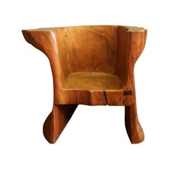 Felipe Zamora Mexican MCM Carved Tropical Wood Log Armchair