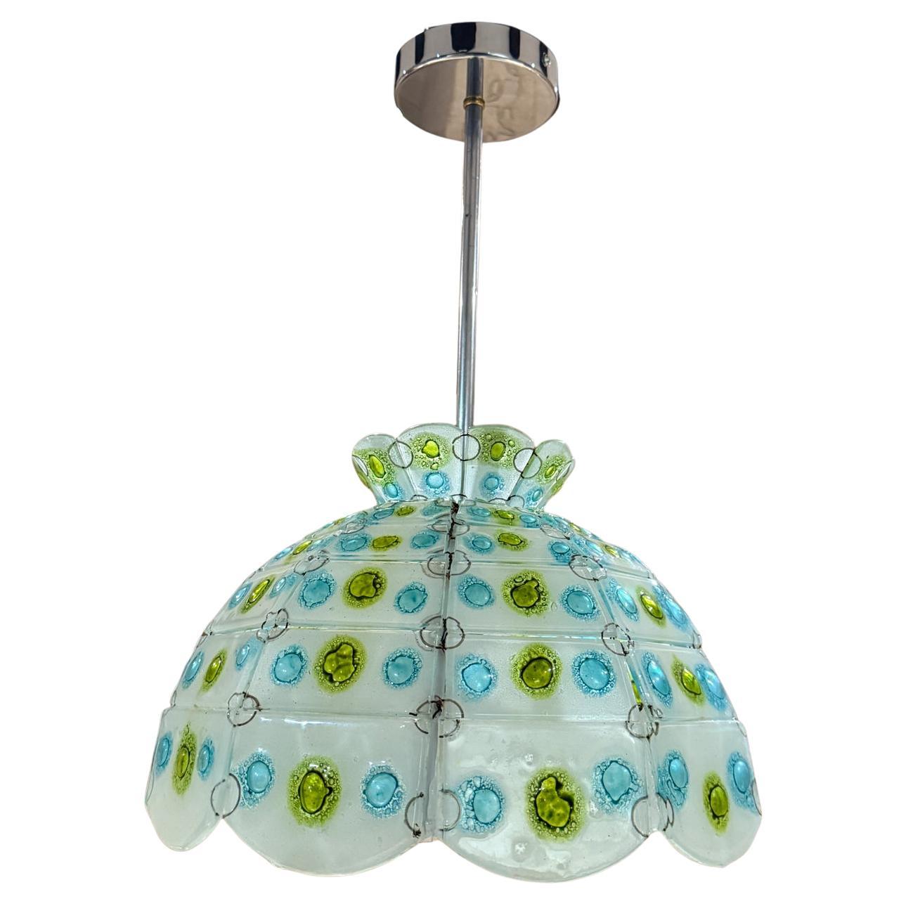 Feliper Delfinger Feders Hand Blown Glass Pendant For Sale