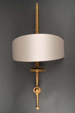 Felix Agostini, Paire D''appliques ""Glaive"", Bronze, 1971