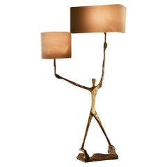 Félix Agostini Gilt Bronze Table Lamp 'Homme Fanal'