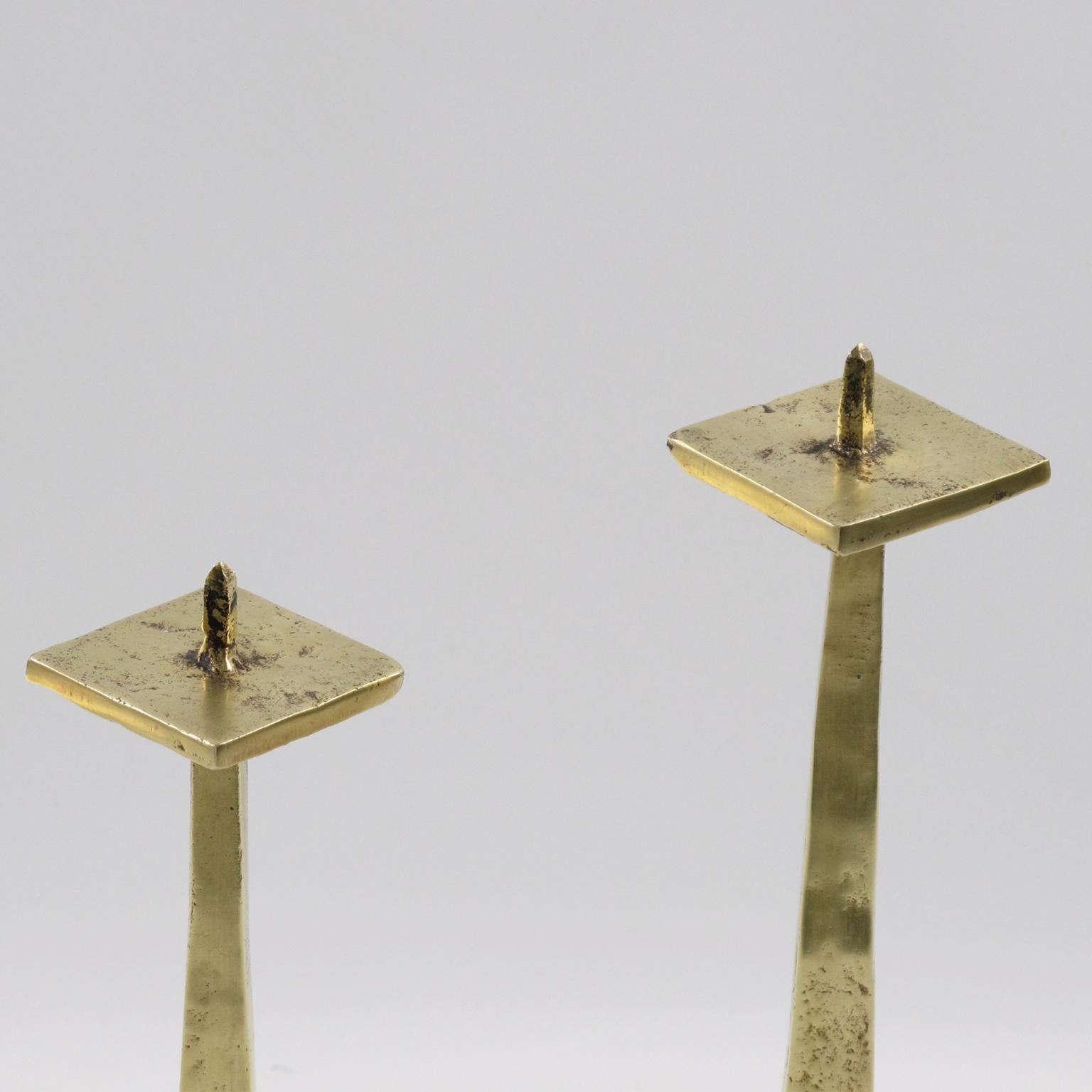 Felix Agostini Modernist Gilt Bronze Candelabra, Candle-holder Candlestick For Sale 2