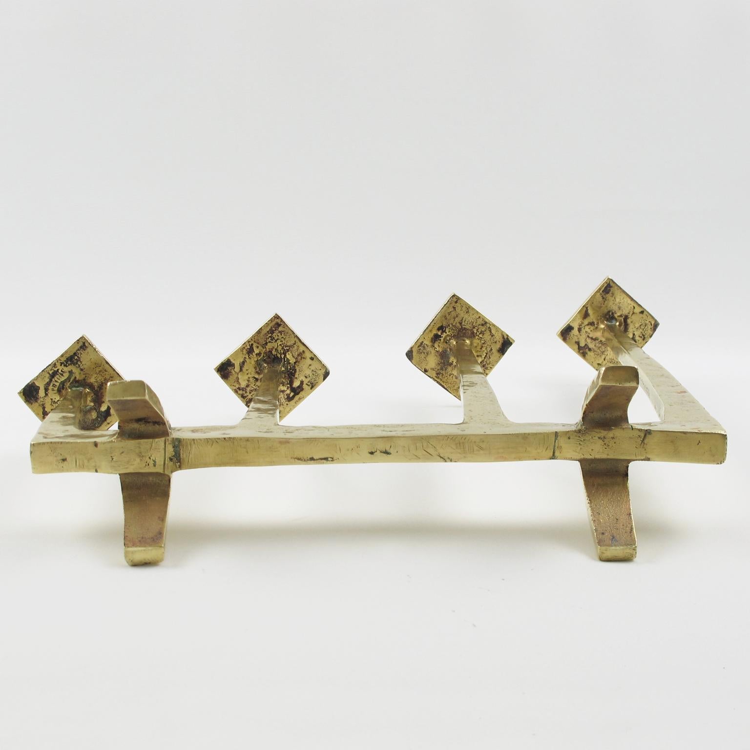 Felix Agostini Modernist Gilt Bronze Candelabra, Candle-holder Candlestick For Sale 3