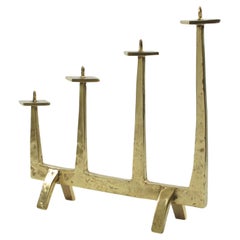 Felix Agostini Modernist Gilt Bronze Candelabra, Candle-holder Candlestick
