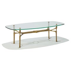 Vintage Félix Agostini, original low table "Quadrige" in golden bronze 1960 