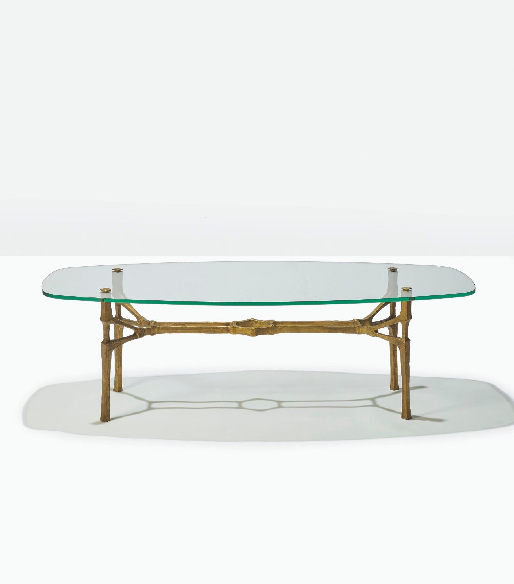 Felix Agostini Quadrige Coffee Table in Gilded Bronze In Excellent Condition In Saint ouen, FR