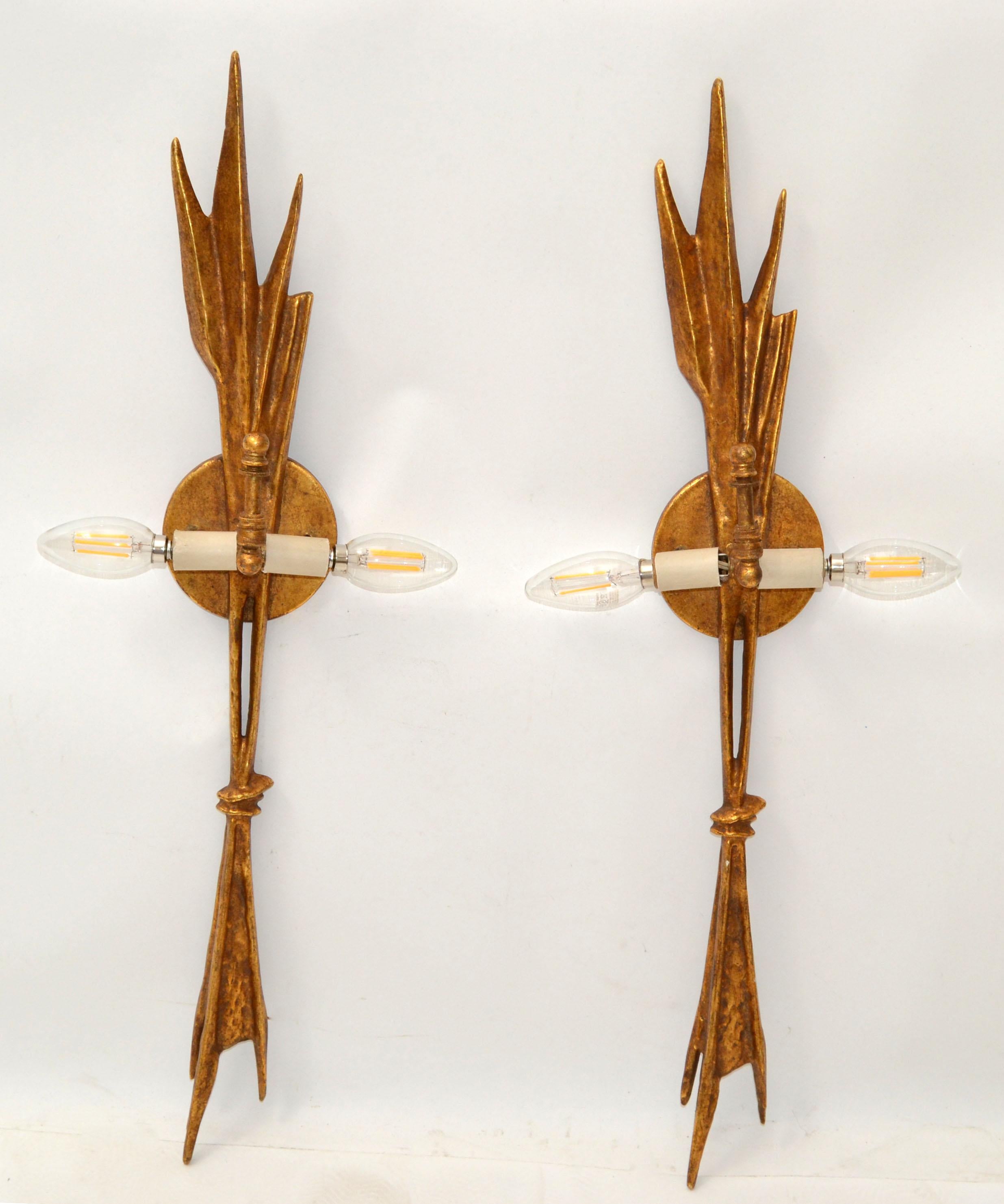 Félix Agostini Style Bronze Sconces Wall Light Amour Ardent Ivory Shade, Pair 1