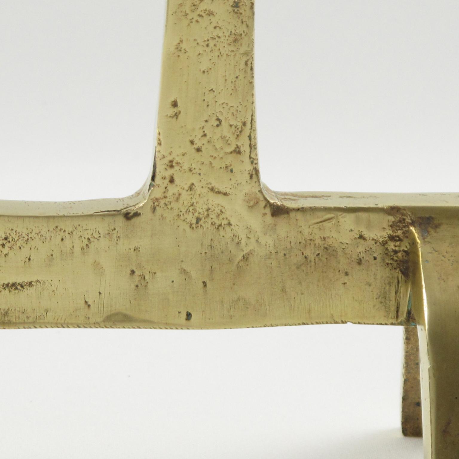 Mid-20th Century Felix Agostini Style Brutalist Gilt Bronze Candlestick Candelabra For Sale
