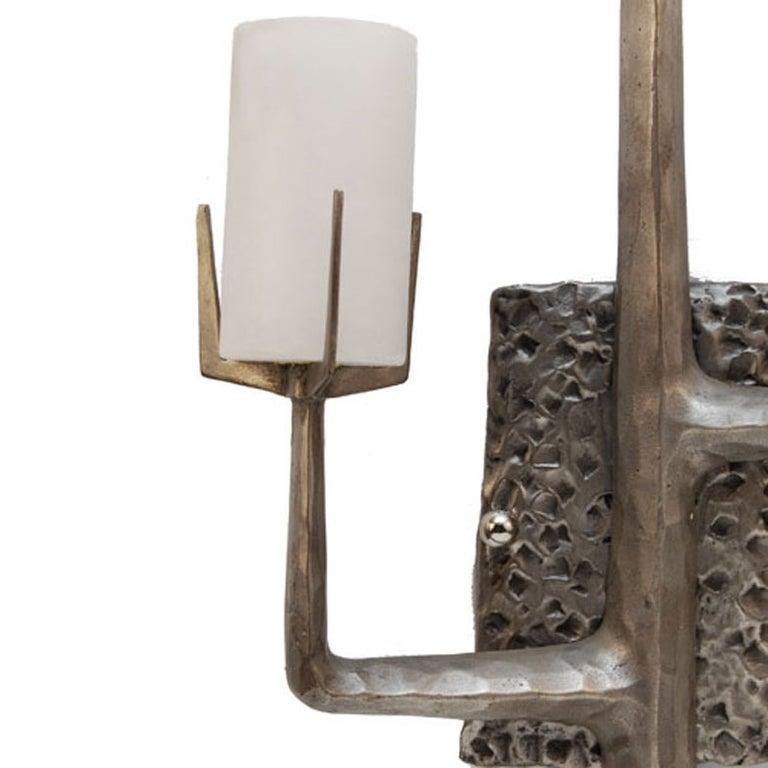 American Felix Agostini Style Organic Modernist Wall Sconces in Silver, Pair