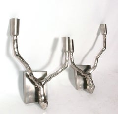 Apliques de rama de plata estilo Felix Agostini de Vaughan Estilo moderno de mediados de siglo