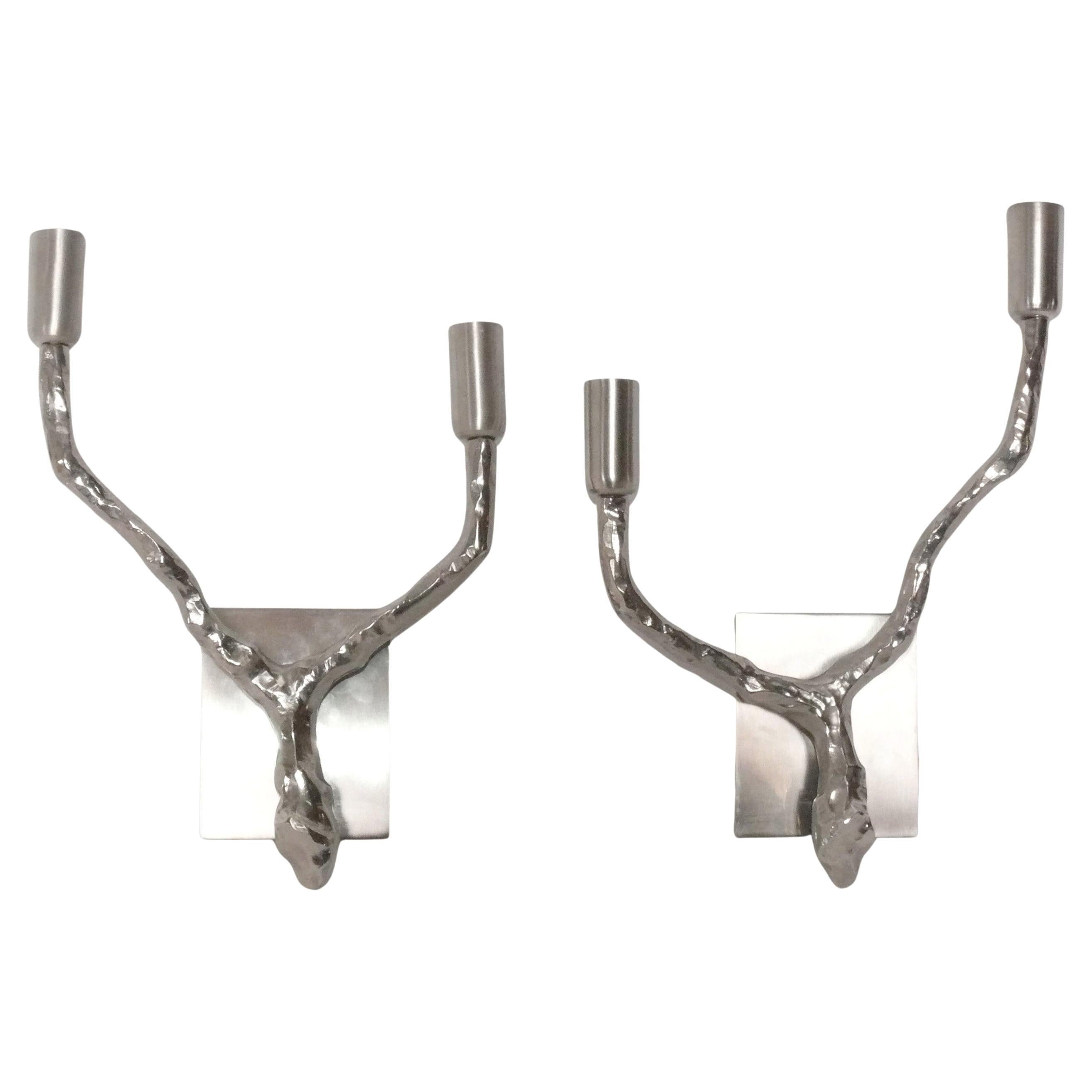 Apliques de rama de plata estilo Felix Agostini de Vaughan Estilo moderno de mediados de siglo en venta