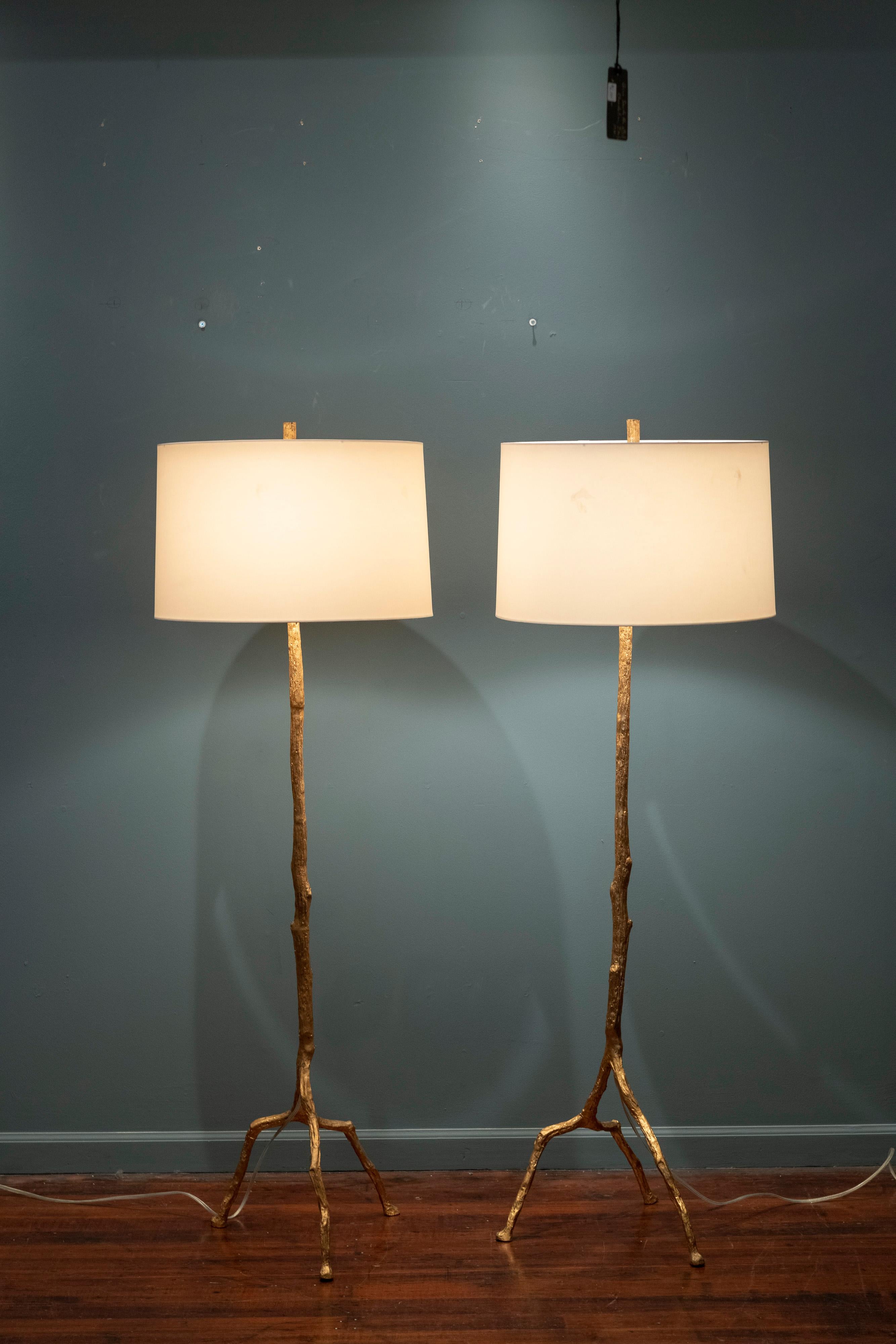 Brutalist Felix Agostini Style Tree Branch Form Floor Lamps