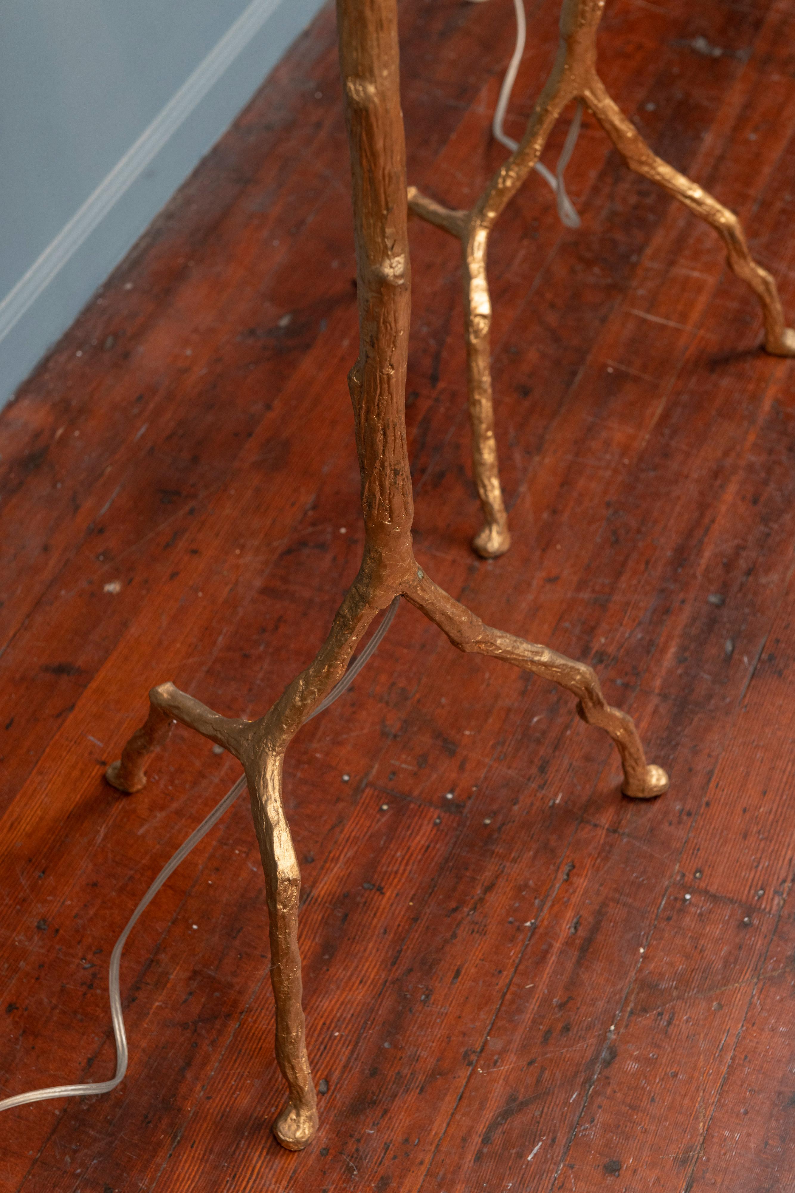 Gilt Felix Agostini Style Tree Branch Form Floor Lamps