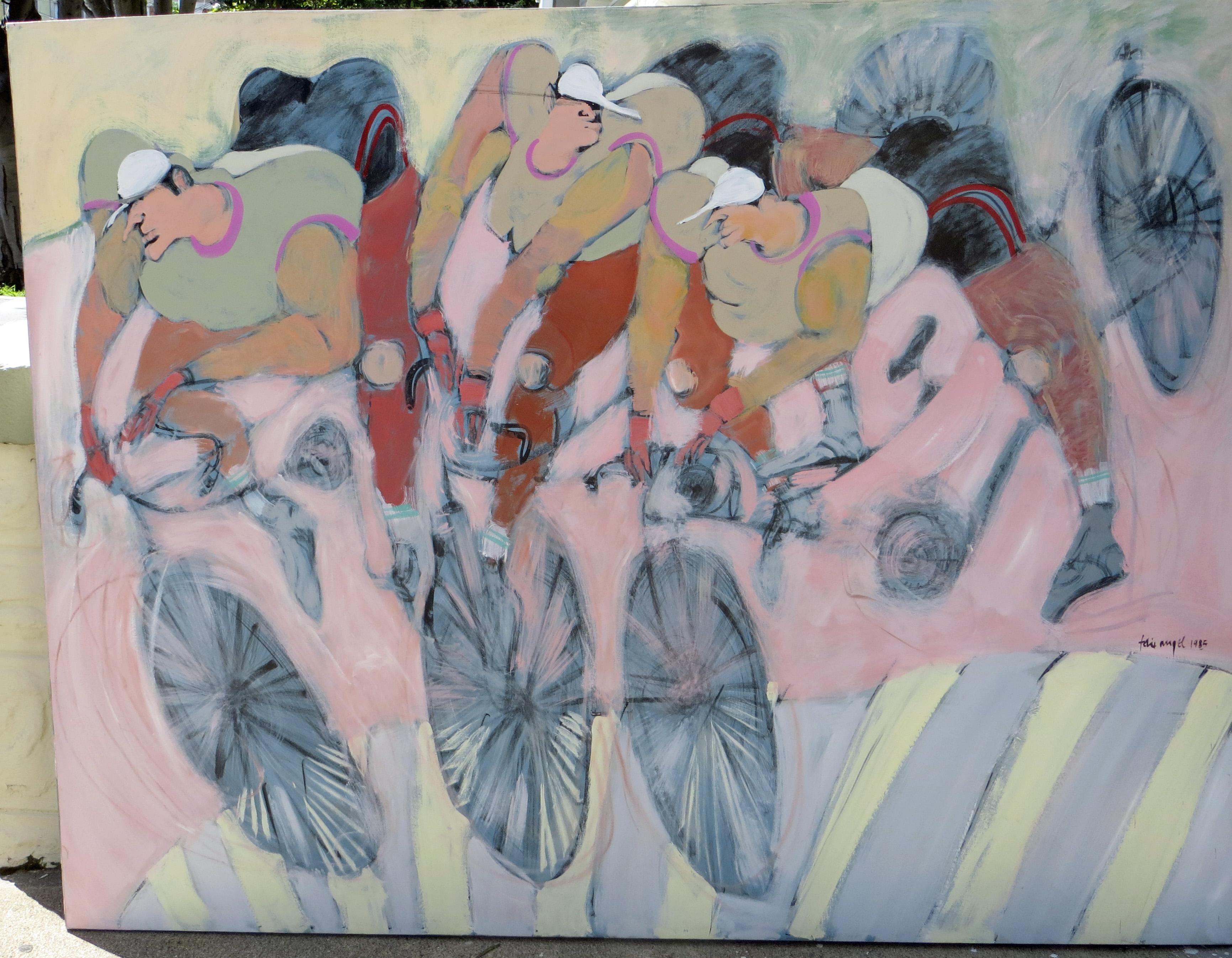 Senza titolo - Ciclisti - Painting Moderno di Felix Angel
