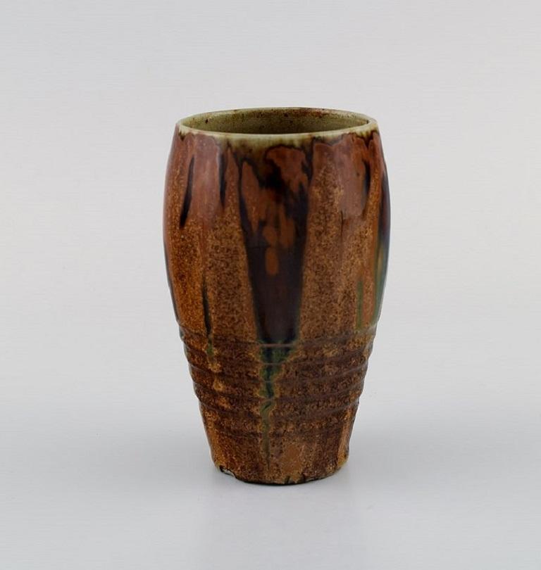 French Felix-Auguste Delaherche, France, Vase in Glazed Ceramics For Sale