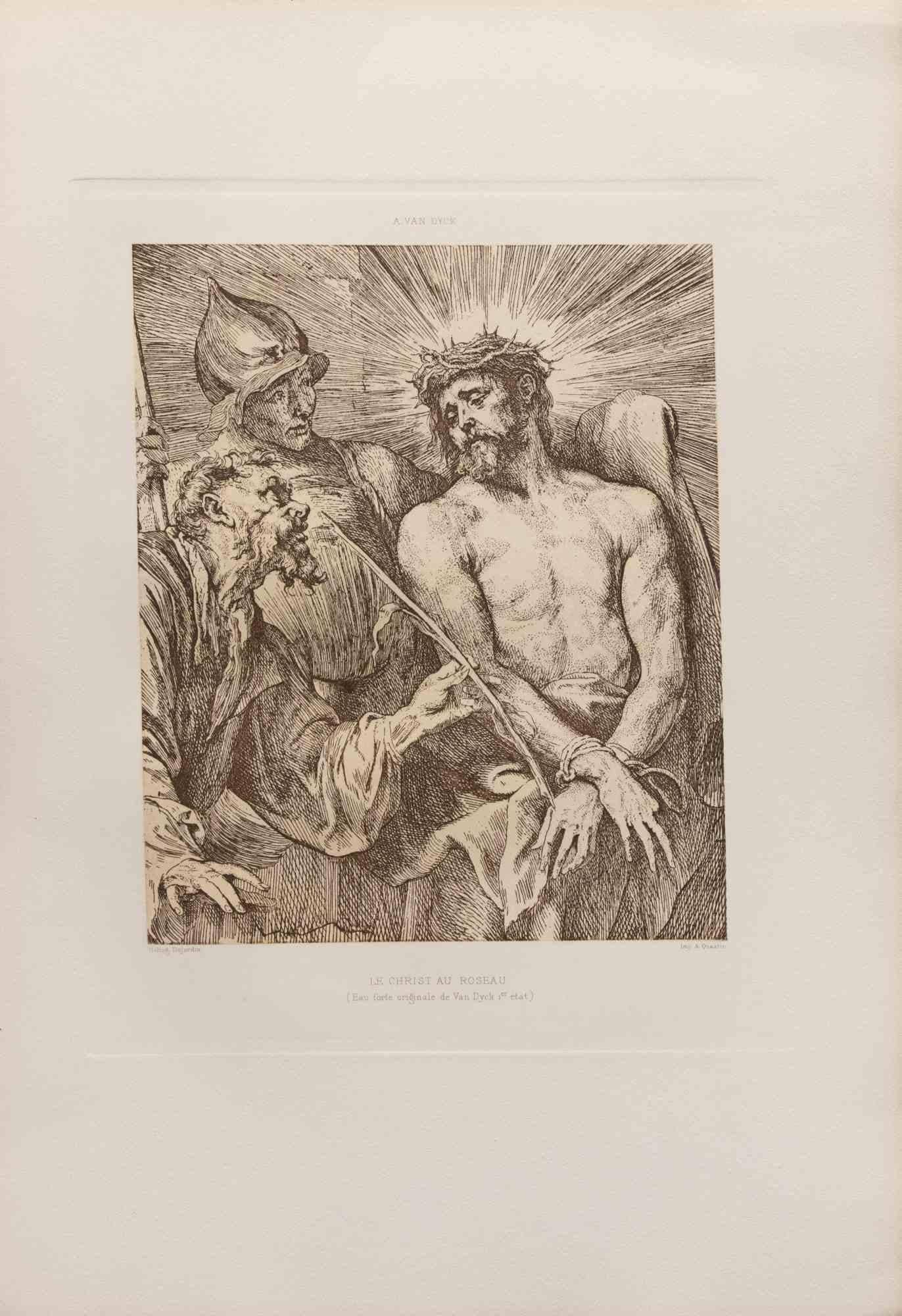 Le Christ au Roseau - Etching by Felix-Augustin Milius - 1872