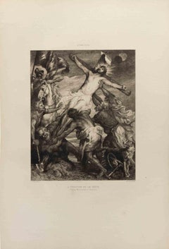 L'Erection de la Croix - Gravure de Felix-Augustin Milius - 1872