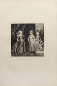 Les Enfans de Charles 1er - Acquaforte di Felix-Augustin Milius - 1872