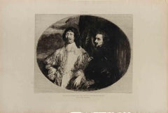 Portrait d'Antoine van Dyck et d' Endym - gravure de Felix-Augustin Milius - 1872
