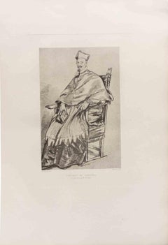 Portrait de Cardinal - eau-forte de Felix-Augustin Milius - 1872