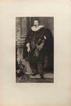 Portrait d'Homme - eau-forte de Felix-Augustin Milius - 1872