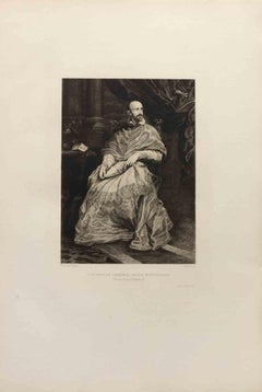 Portrait du Cardinal Guido Bentivoglio - gravure de Felix-Augustin Milius - 1872