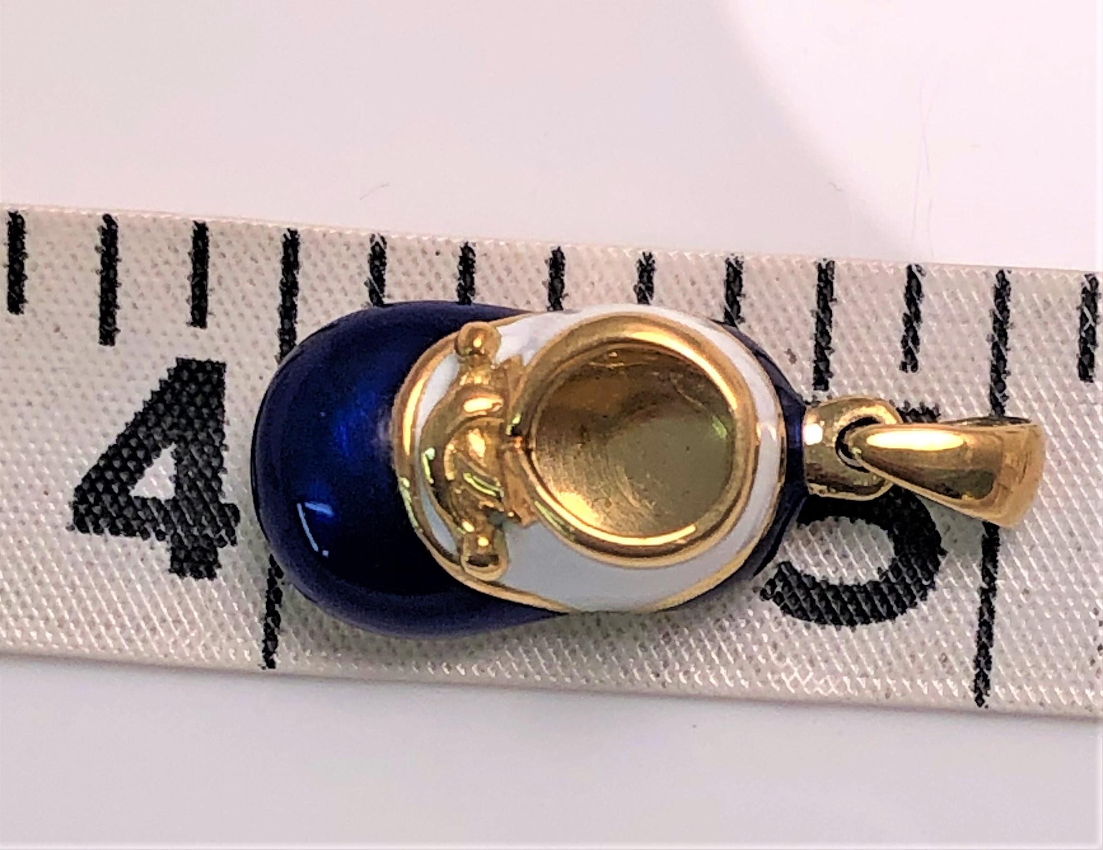 da uomo o donna I. A. B. Charm per scarpette da bambino con smalto blu Vollman 18 carati in vendita
