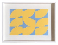 yellow, blue, framed, paper work