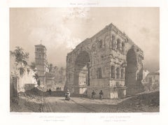 Antique Arch of Janus, Rome, Italy. Lithograph
