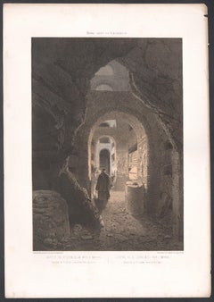 Cripta di S Cornelio, Rome Italy. Tinted lithograph, Felix Benoist