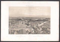 Rome, General View from the Cupola of St Peter's, Italy. Tinted lithograph
