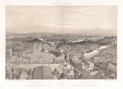 Rome, General View from the Cupola of St Peter's, Italy. Tinted lithograph