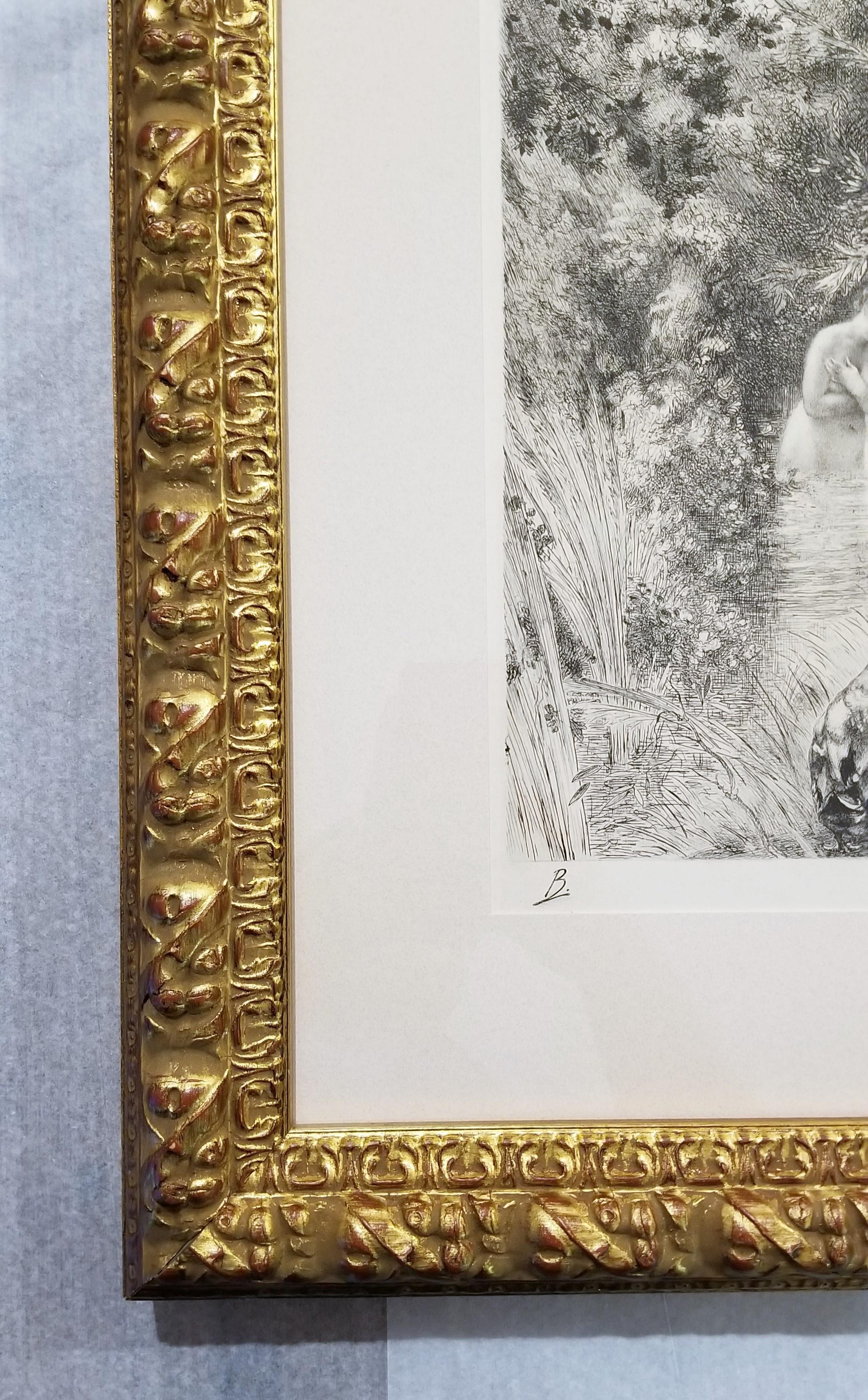 Canards Surpris (Surprised Ducks) /// Antique Impressionist Nude Animal Forest For Sale 2