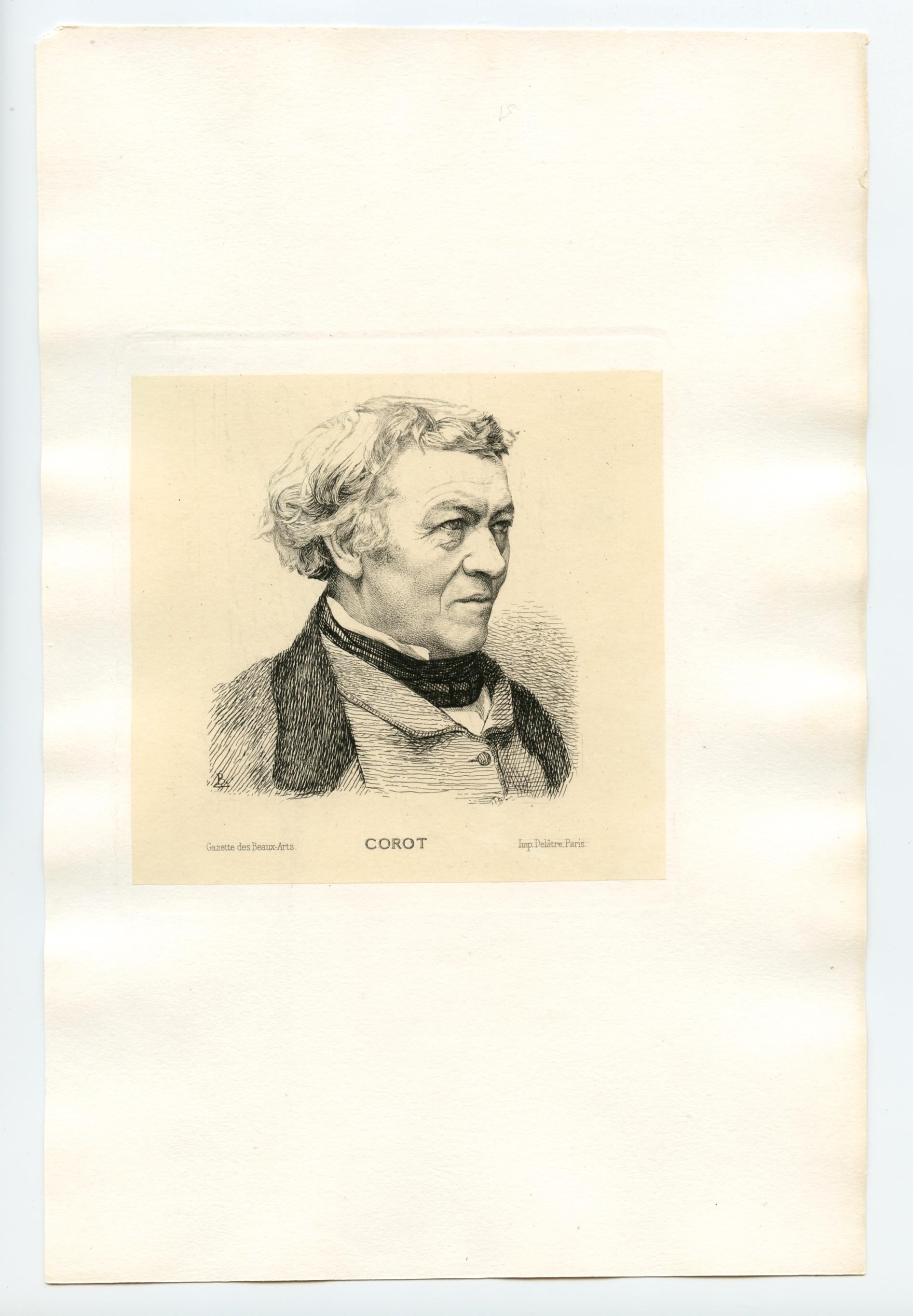 Medium: Original-Radierung. Gedruckt 1861 von Auguste Delatre auf chine-colle Papier und veröffentlicht in Paris von Gazette des Beaux-Arts. Bildgröße: 4 1/2 x 4 5/8 Zoll (112 x 118 mm). Blattgröße: 10 3/4 x 7 Zoll (275 x 182 mm). In der Platte