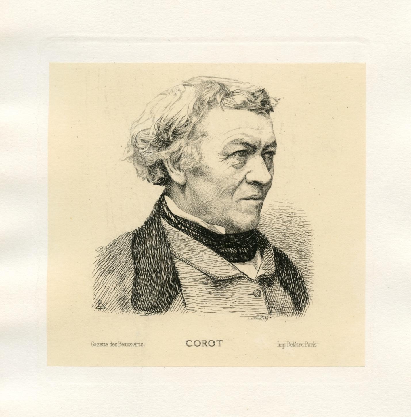 "Corot" Original-Radierung – Print von Félix Bracquemond