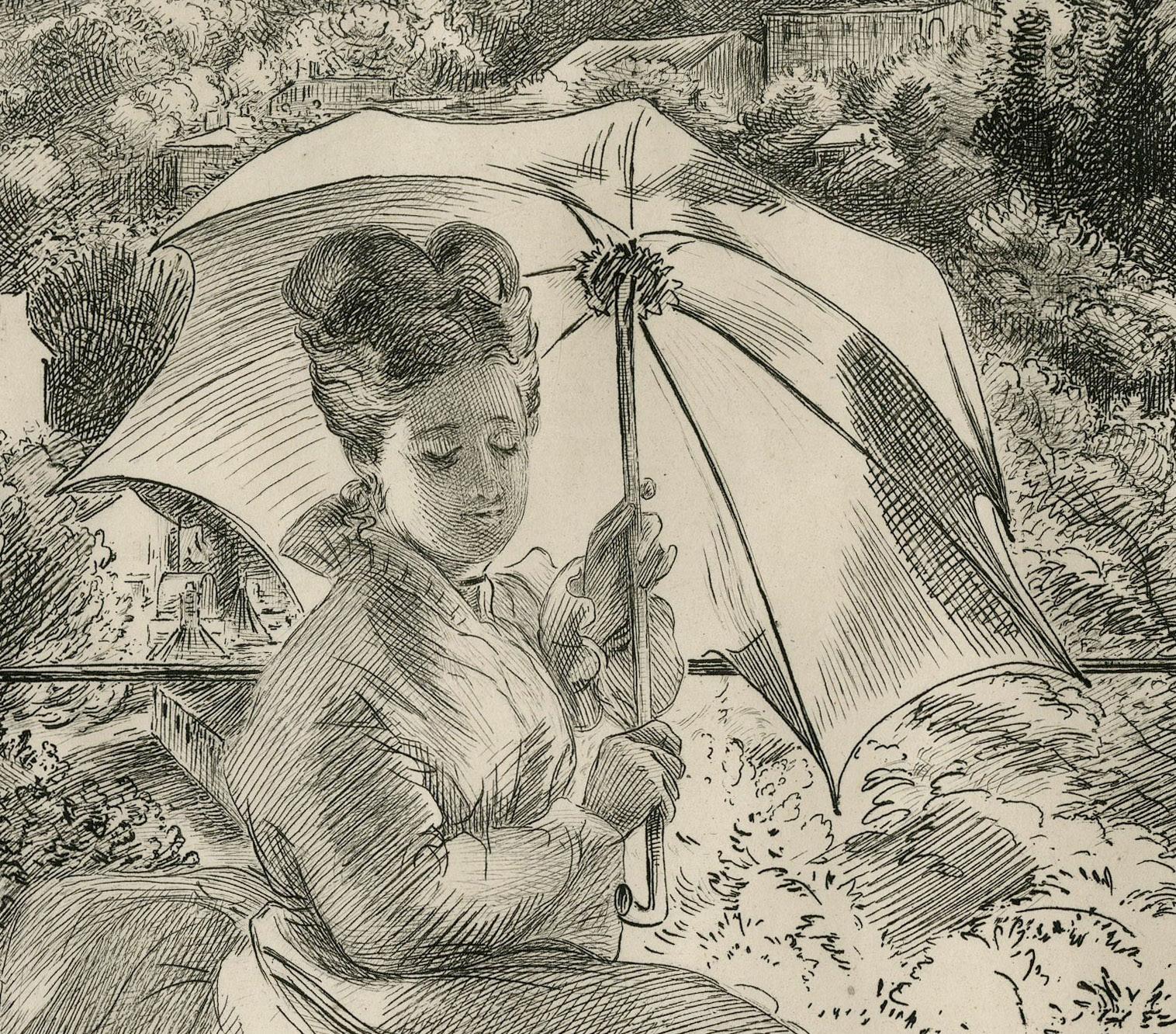 La Terrasse de la Villa Branca, Sèvres (La Terrasse de la Villa Brancas) - Print de Félix Bracquemond