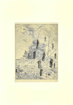 Les Taupes - Etching by F. Bracquemond - 1854