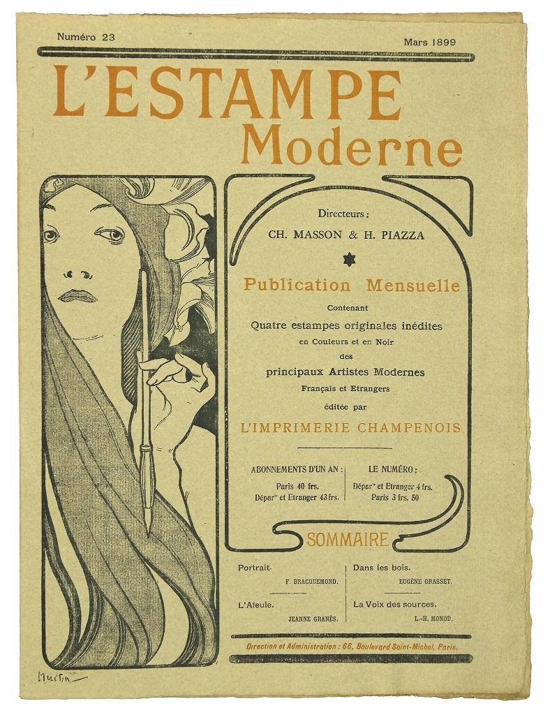Portrait - Original Lithograph by F. Bracquemond - 1899 - Art Nouveau Print by Félix Bracquemond