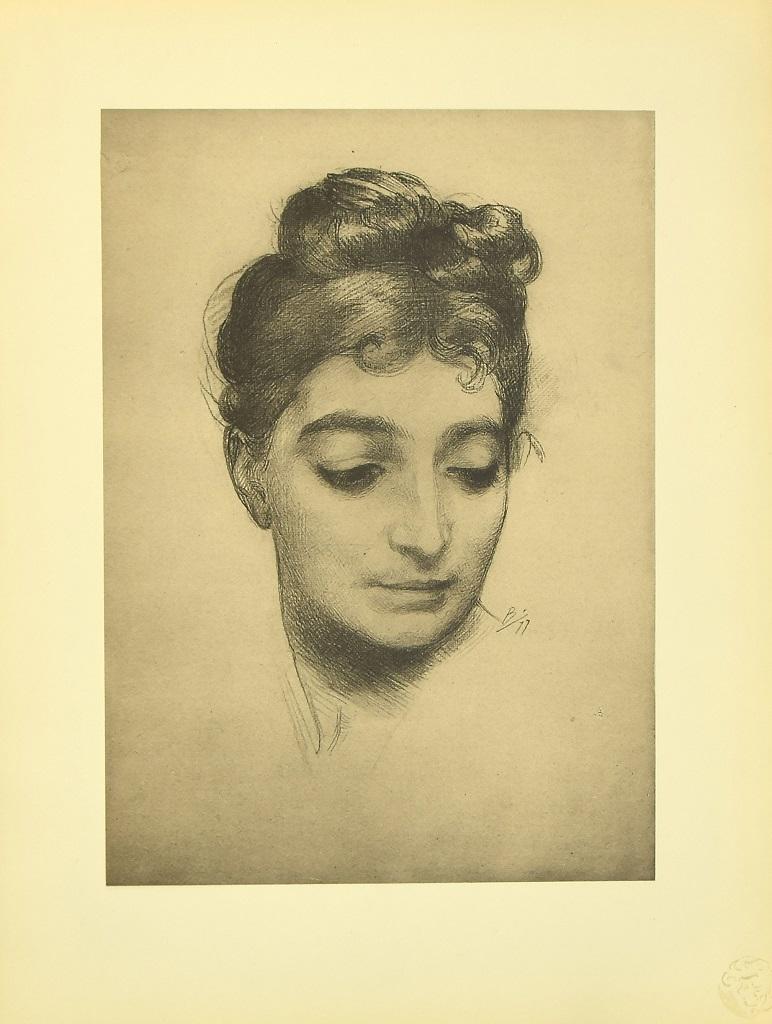 Félix Bracquemond Portrait Print - Portrait - Original Lithograph by F. Bracquemond - 1899