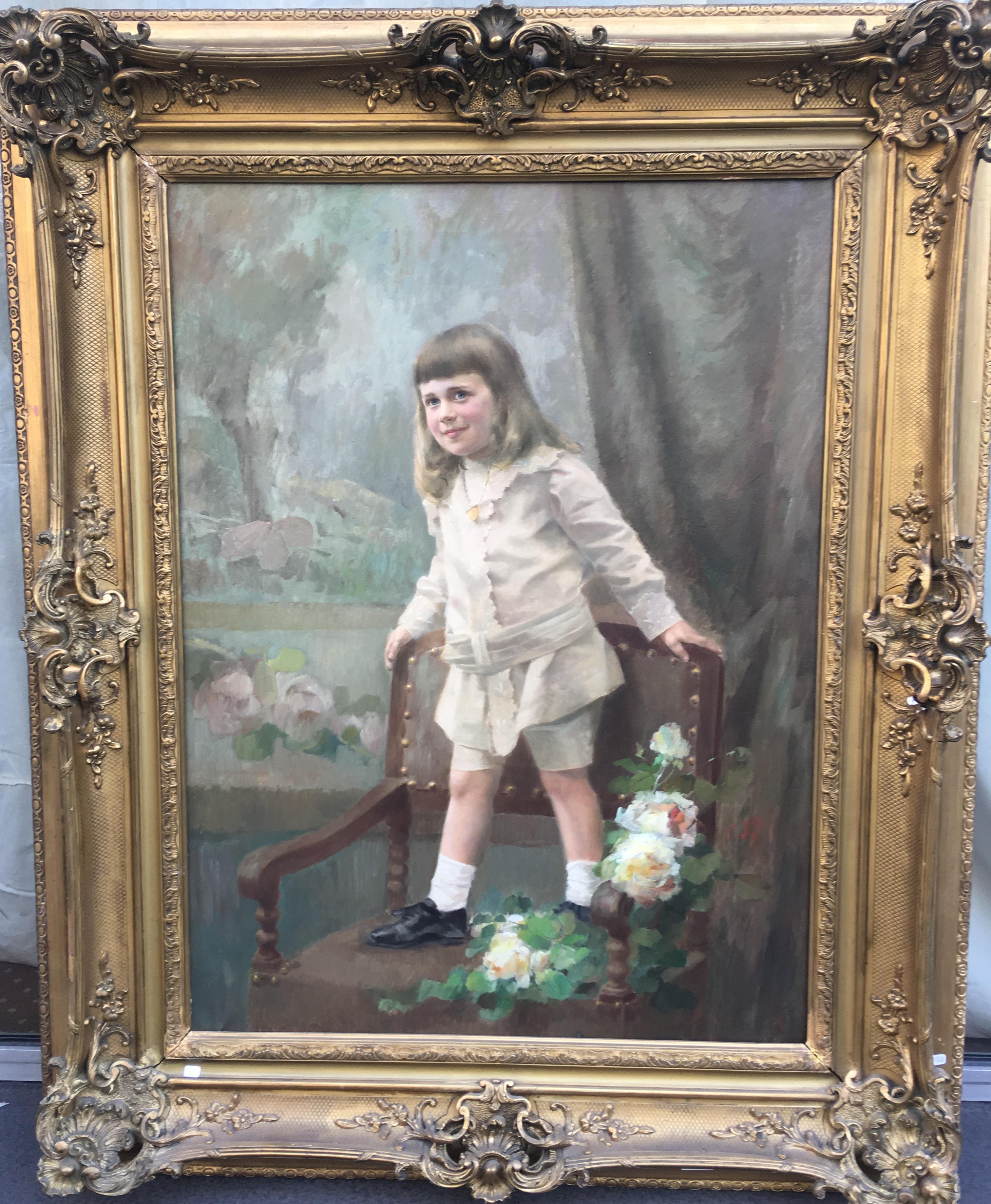 Lovely portrait of a young Boy standing on an armchair.

Oil on canvas signed Felix BRYK.
Swedish School, circa 1900-1910
Portraitist and ethnologist of the early twentieth century.
He is passionate from an early age for insects. Felix Bryk studied