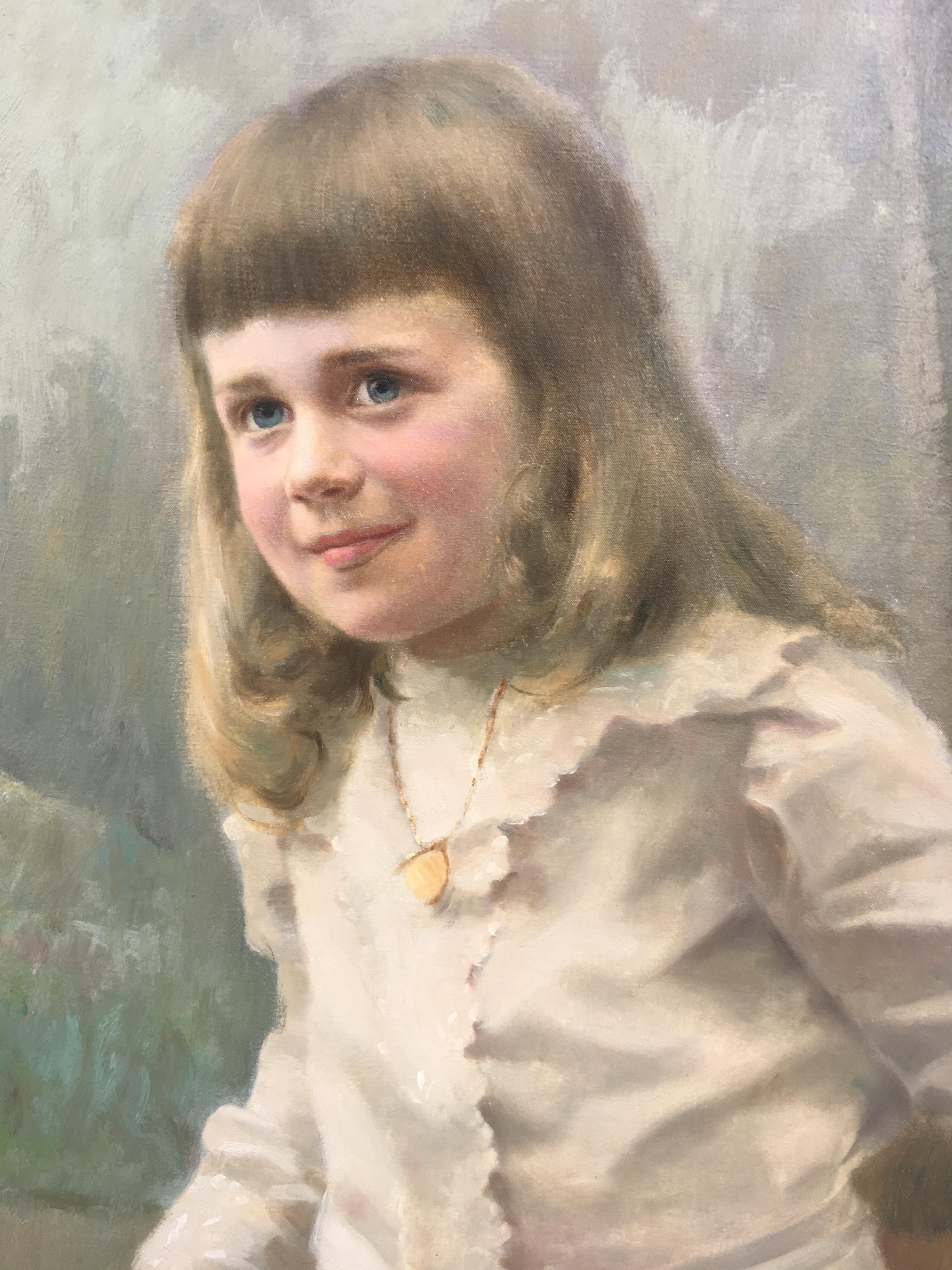 Portrait of Young Boy, Oil on Canvas Signed Felix Bryk, circa 1910 For Sale 1