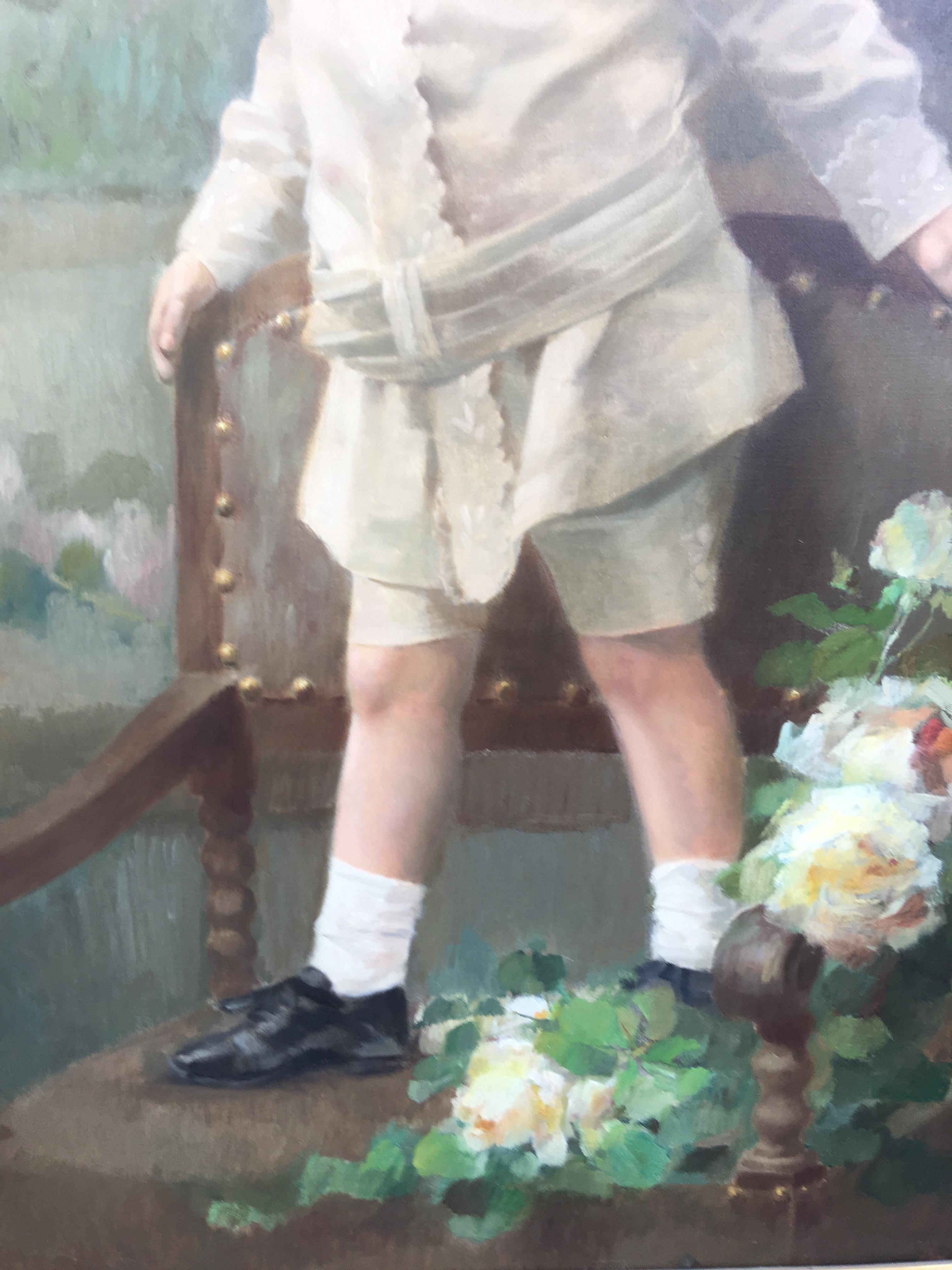 Portrait of Young Boy, Oil on Canvas Signed Felix Bryk, circa 1910 For Sale 5
