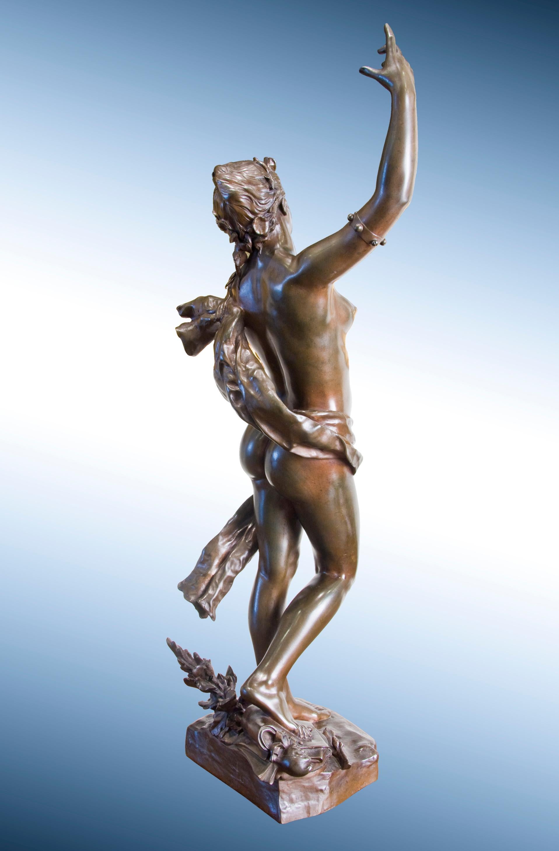 19th Century sculpture of Female Nude in Bronze, titled 