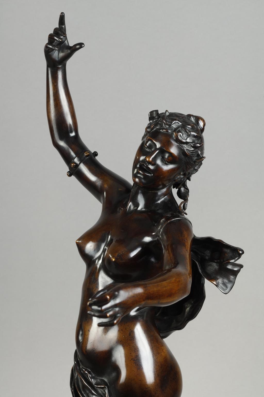 La canzone
di Félix CHARPENTIER (1858-1924)
 
Scultura in bronzo con una patina marrone scuro molto sfumata
Firmato sulla base 