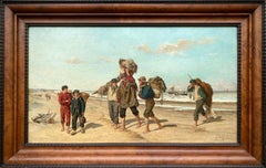 Antique Felix Cogen, Sint-Niklaas 1838 – 1907 Brussel, Belgian, 'Return from Fishing'