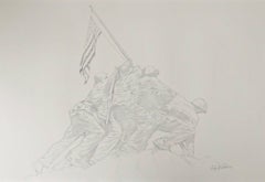 Iwo Jima Memorial Limited Edition Litho w/ Graphite Ink Felix de Weldon - LARGE