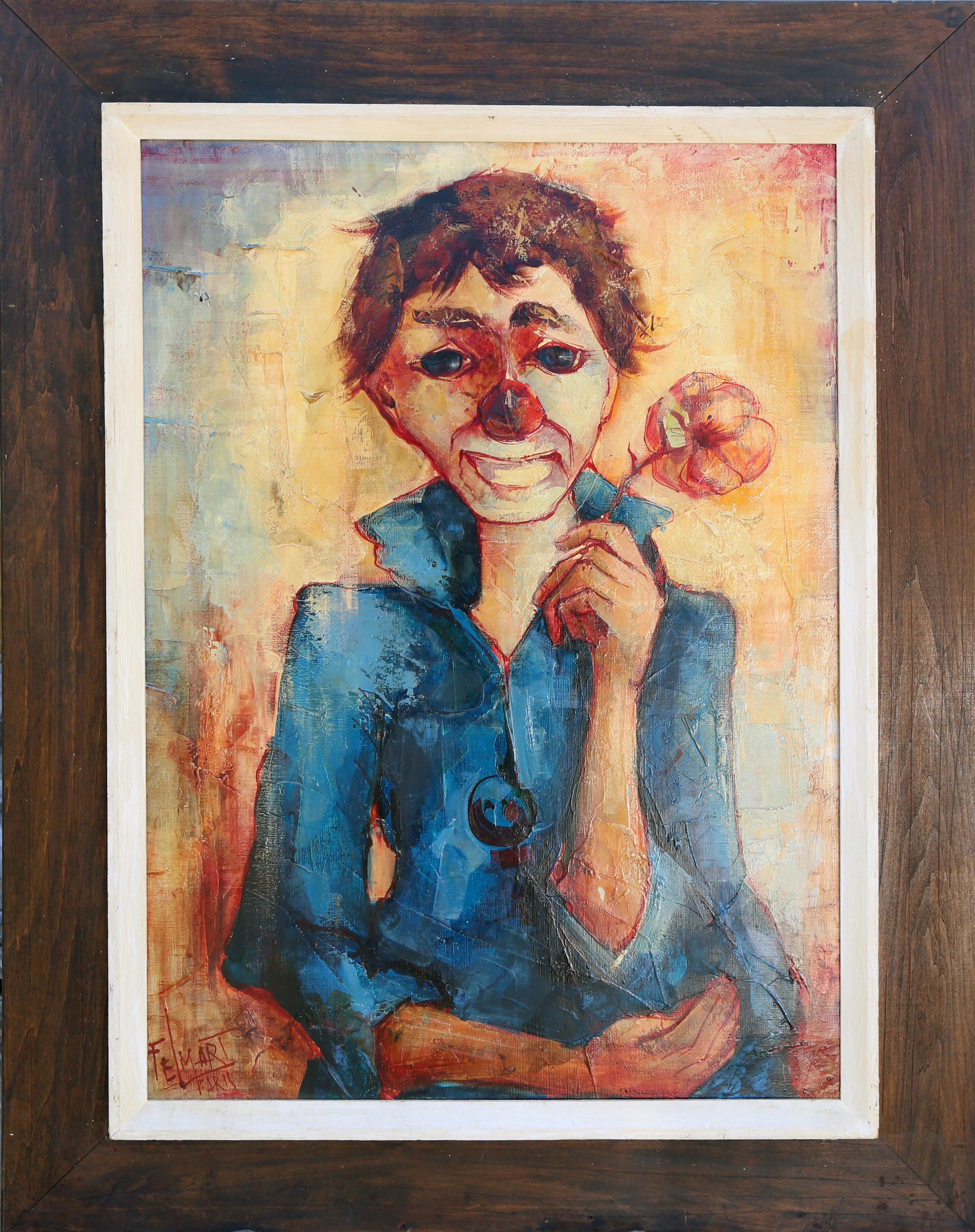 Artistics : Felix Felmart, Espagne XXème
Titre : Le garçon clown de Paris
Année : 1964
Moyen d'expression : Huile sur toile, signée l.l.
Taille : 28 x 20 in. (71.12 x 50.8 cm)
Taille du cadre : 36 x 28 pouces