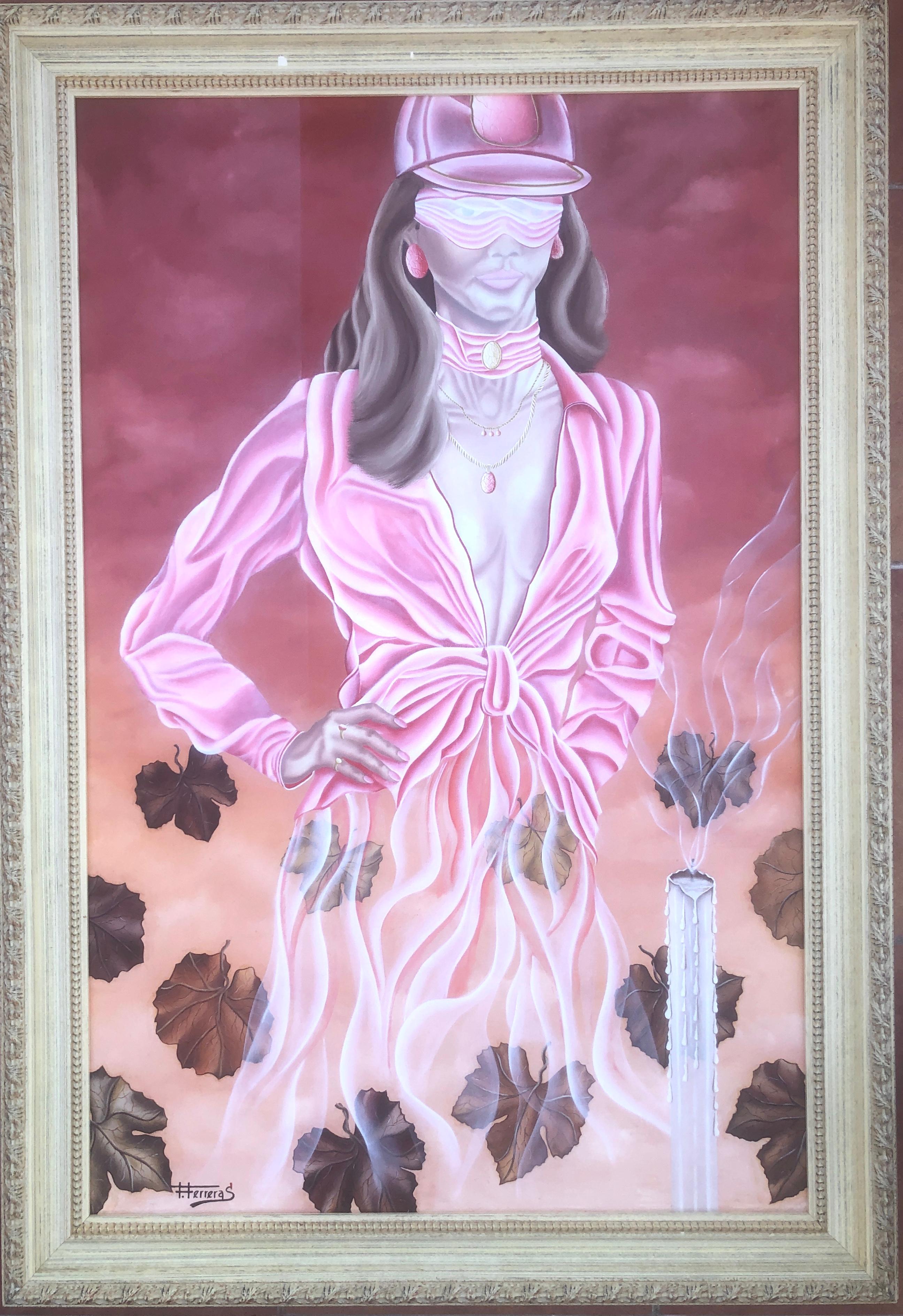 Otoño óleo sobre lienzo pintura surrealista mujer - Painting de Felix Ferreras